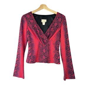 Cache Vintage Red Snakeskin Print Longsleeve Top Size 4
